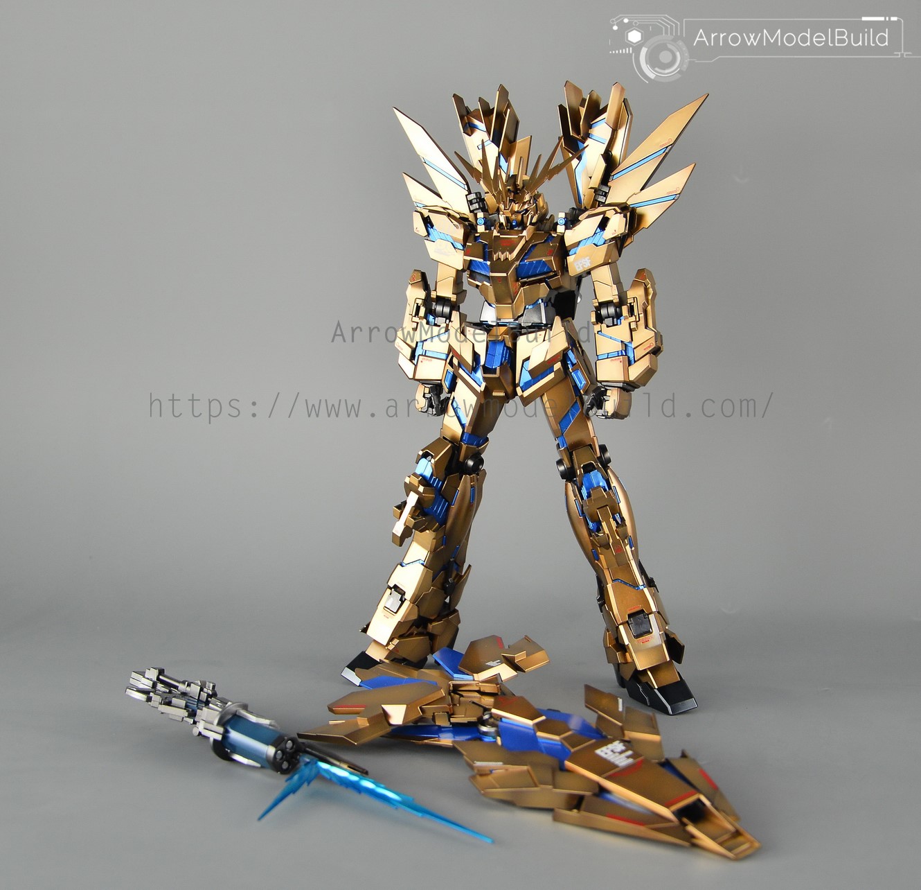 Picture of AeroModelBuild Banshee Gundam (Custom Gold)  Built & Painted MG 1/100 Model Kit